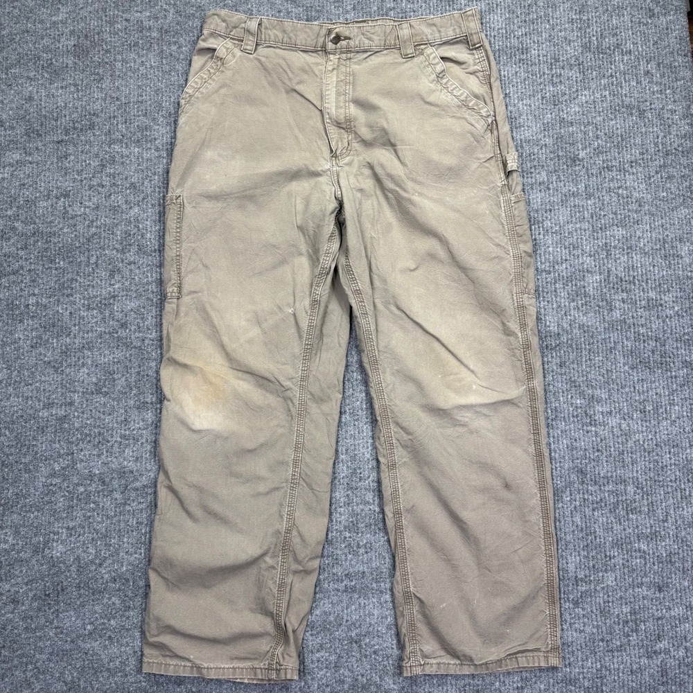 Carhartt B151 LBR Mens 38x32 Loose Original Fit Canvas Carpenter Pants Brown